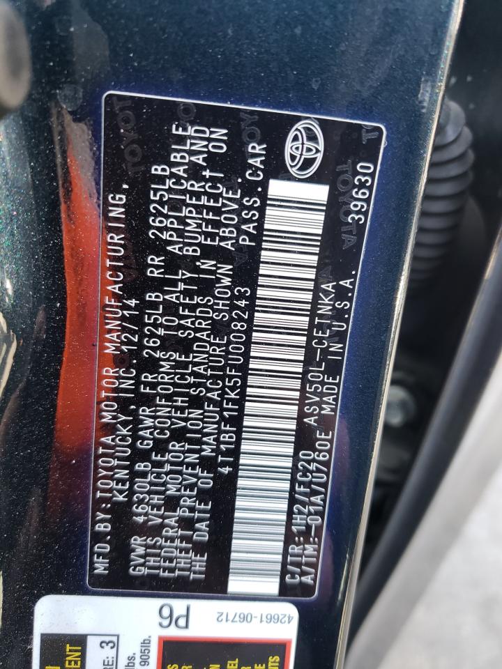 Photo 10 from auction – 2015 TOYOTA CAMRY LE with VIN 4T1BF1FK5FU008243