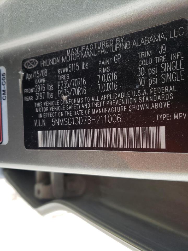 Photo 10 from auction – 2008 HYUNDAI SANTA FE G with VIN 5NMSG13D78H211006