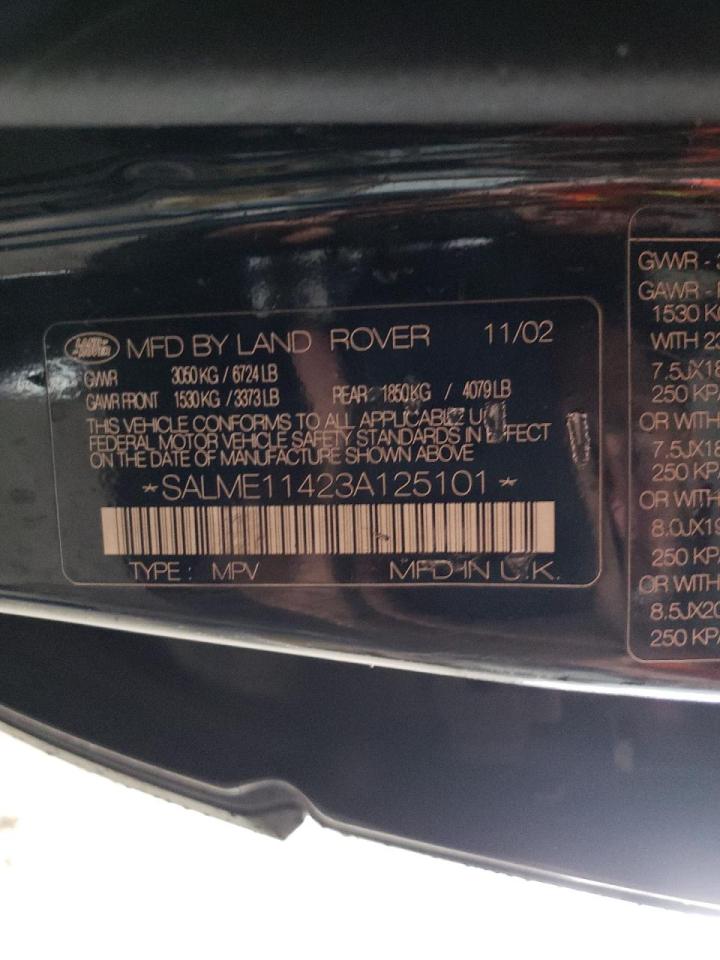 Photo 10 from auction – 2003 LAND ROVER RANGE ROVE with VIN SALME11423A125101