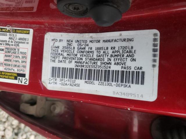 Photo 10 from auction – 2005 TOYOTA COROLLA CE with VIN 1NXBR32E55Z351524