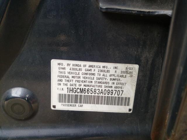 Photo 10 from auction – 2003 HONDA ACCORD with VIN 1HGCM66583A099707