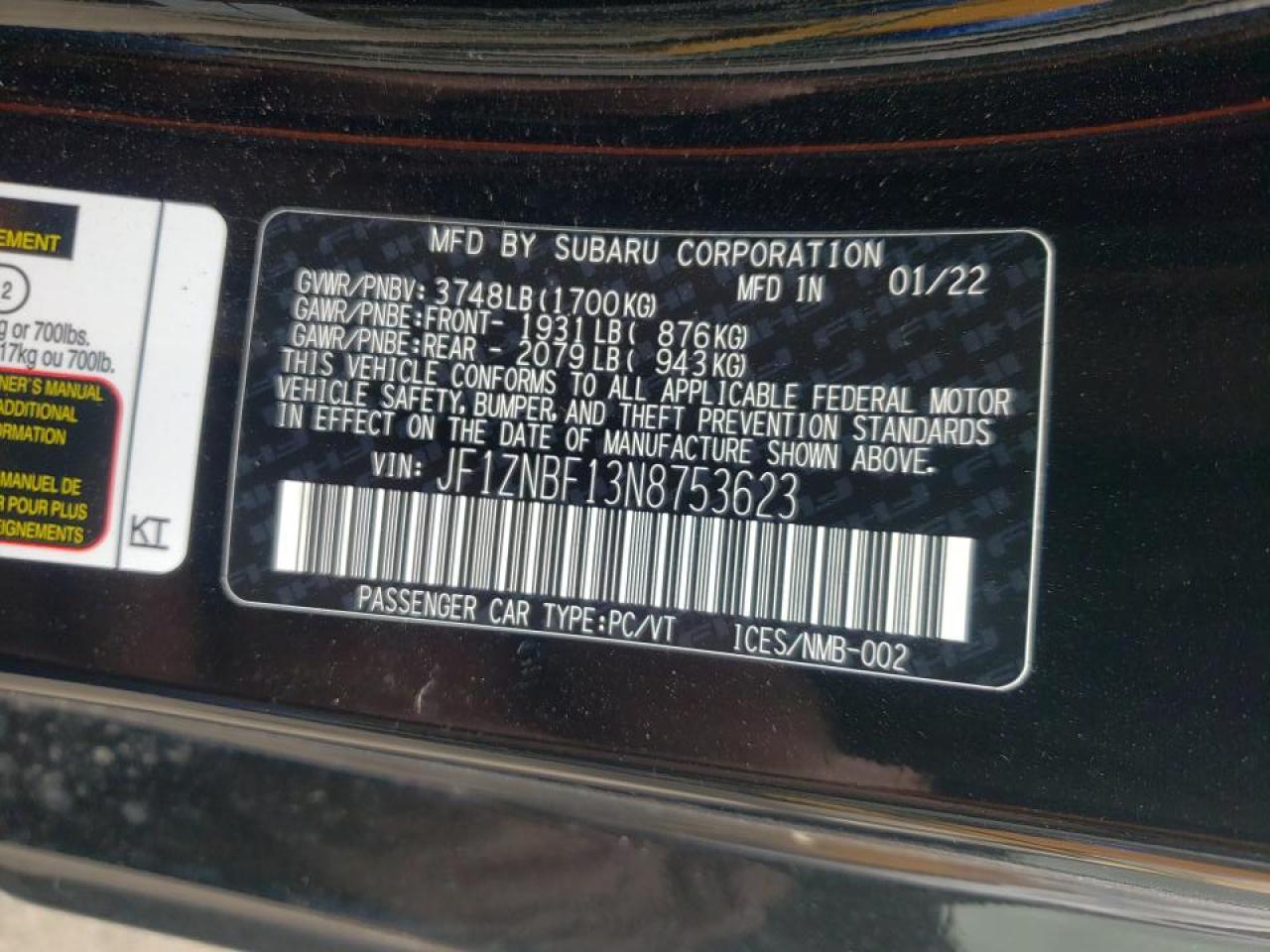 Photo 10 from auction – 2022 TOYOTA GR86 with VIN JF1ZNBF13N8753623