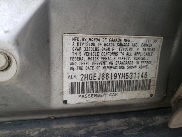 Photo 10 from auction – 2000 HONDA CIVIC BASE with VIN 2HGEJ6619YH531146