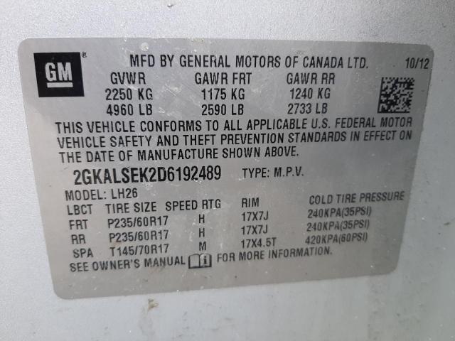 Photo 10 from auction – 2013 GMC TERRAIN SL with VIN 2GKALSEK2D6192489