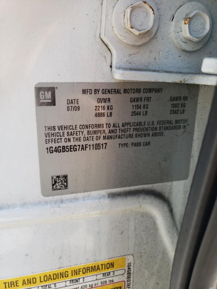 Photo 10 from auction – 2010 BUICK LACROSSE C with VIN 1G4GB5EG7AF110517