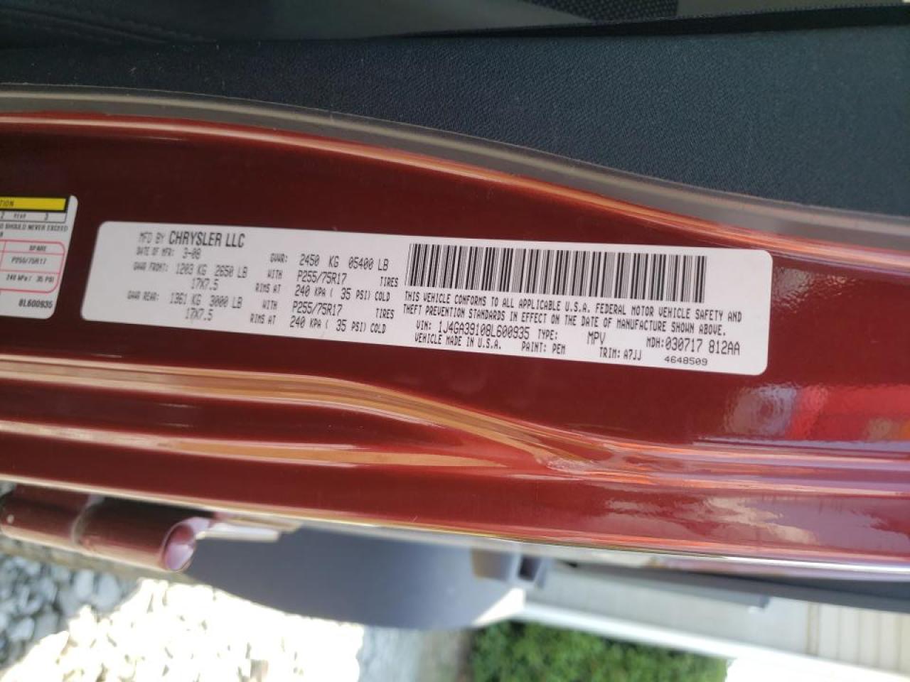 Photo 10 from auction – 2008 JEEP WRANGLER U with VIN 1J4GA39108L600935