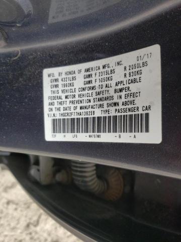 Photo 7 from auction – 2017 HONDA ACCORD EX with VIN 1HGCR2F77HA139259