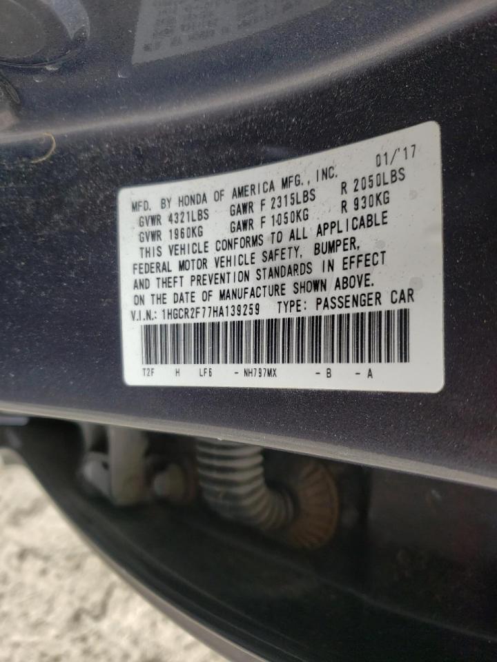 Photo 17 from auction – 2017 HONDA ACCORD EX with VIN 1HGCR2F77HA139259
