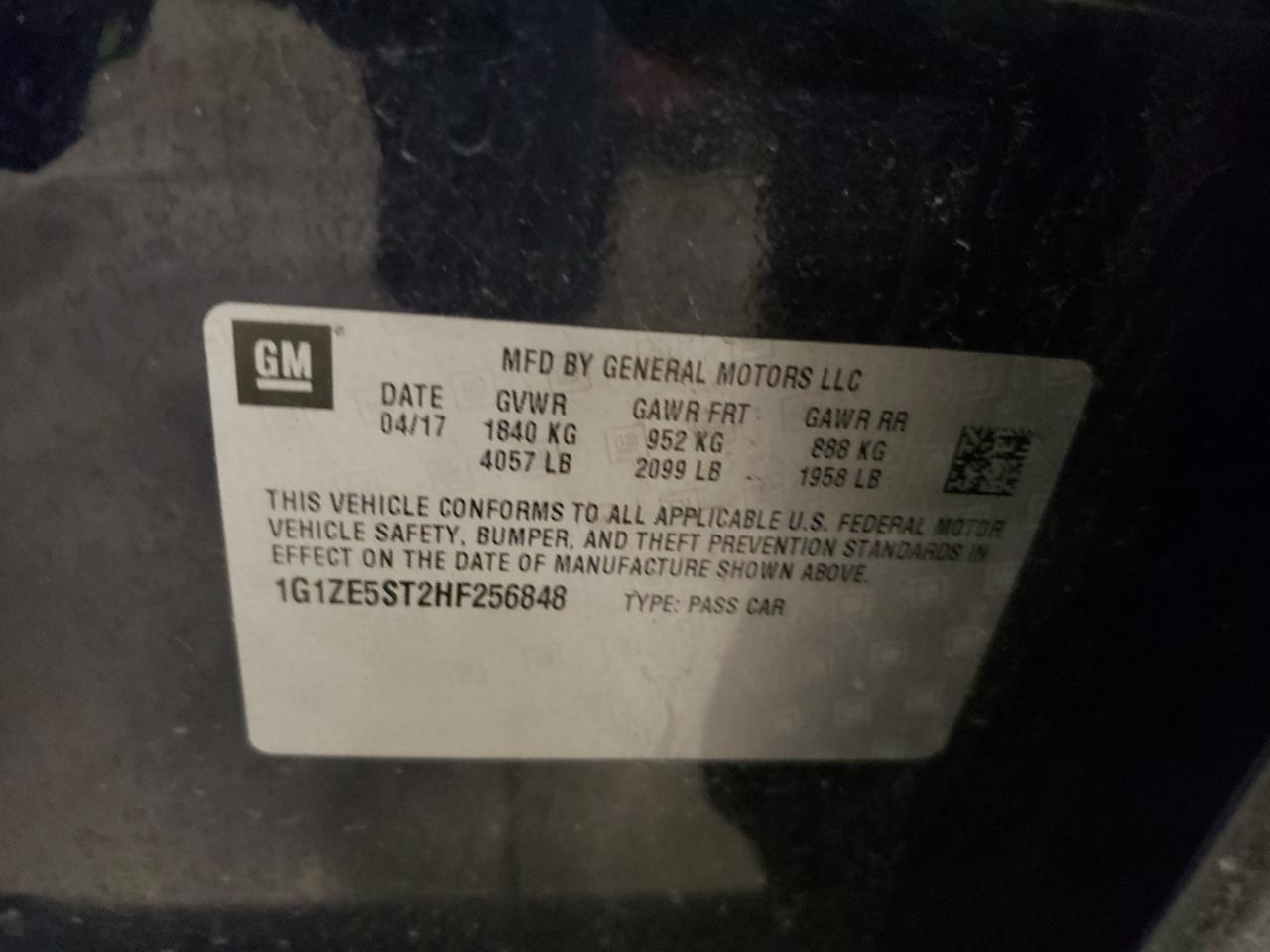 Photo 10 from auction – 2017 CHEVROLET MALIBU LT with VIN 1G1ZE5ST2HF256848
