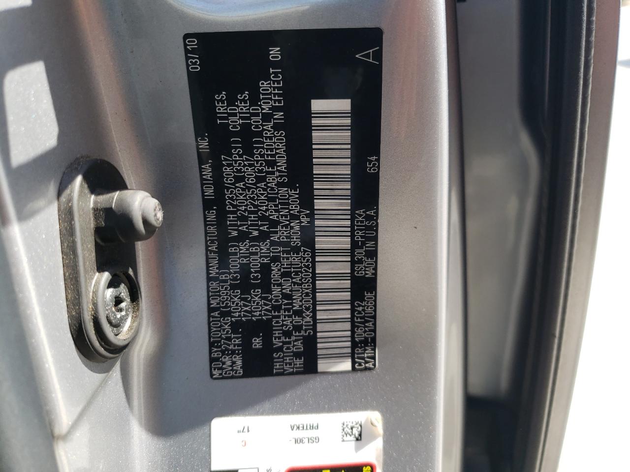 Photo 10 from auction – 2011 TOYOTA SIENNA LE with VIN 5TDKK3DCXBS023567