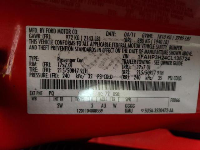 Photo 10 from auction – 2012 FORD FOCUS SEL with VIN 1FAHP3H24CL135724