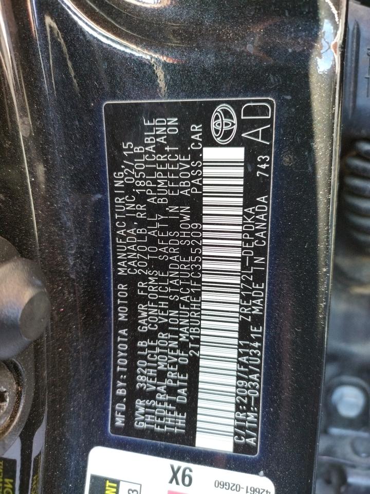 Photo 10 from auction – 2015 TOYOTA COROLLA L with VIN 2T1BURHE1FC355209