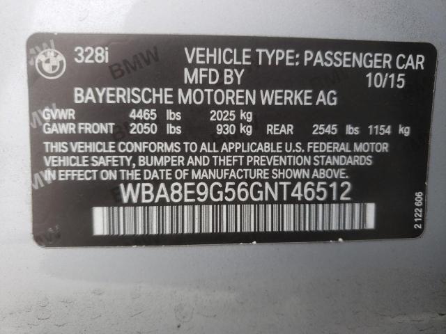 Photo 10 from auction – 2016 BMW 328 I SULE with VIN WBA8E9G56GNT46512