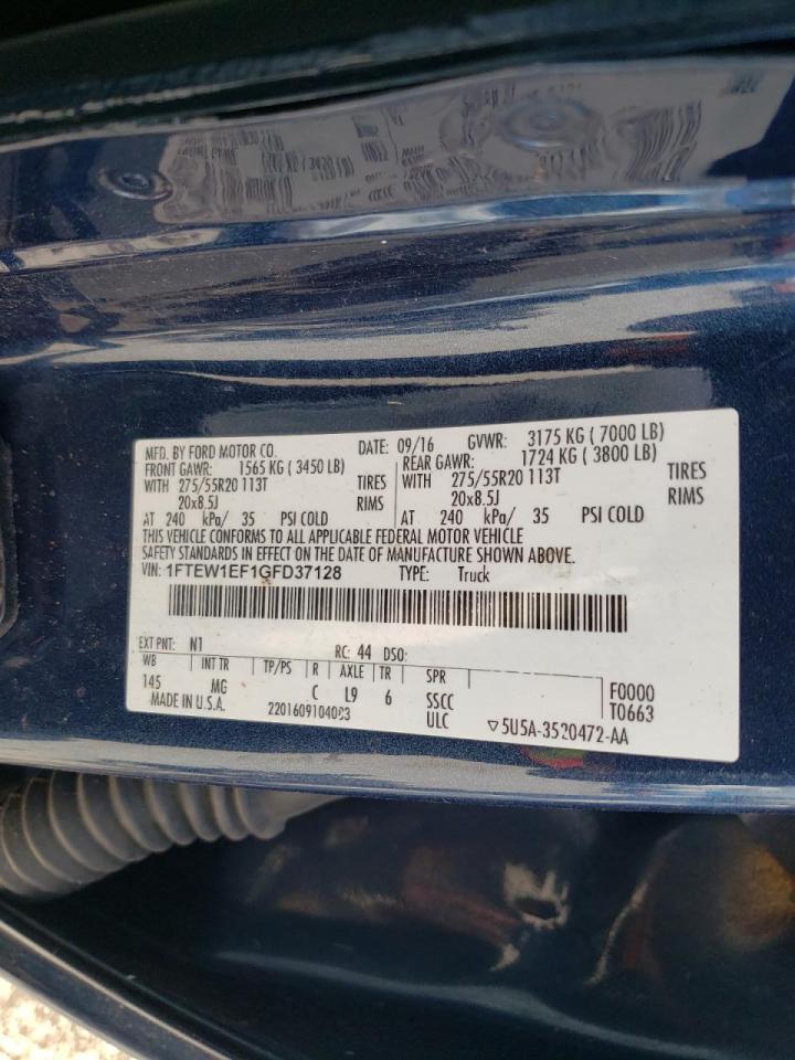Photo 10 from auction – 2016 FORD F150 SUPER with VIN 1FTEW1EF1GFD37128