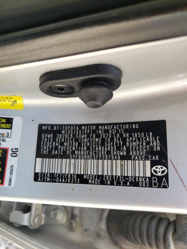 Photo 10 from auction – 2015 TOYOTA COROLLA L with VIN 5YFBURHE5FP287948