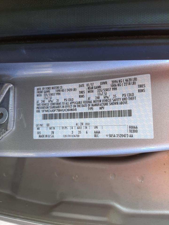 Photo 10 from auction – 2017 FORD ESCAPE S with VIN 1FMCU0F78HUC60605