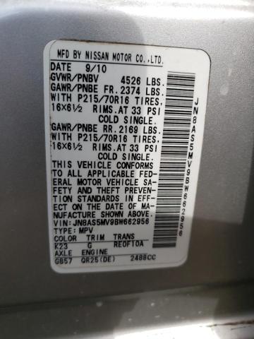 Photo 10 from auction – 2011 NISSAN ROGUE S with VIN JN8AS5MV9BW662956