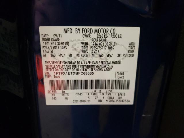 Photo 10 from auction – 2011 FORD F150 SUPER with VIN 1FTFX1ETXBFC68665