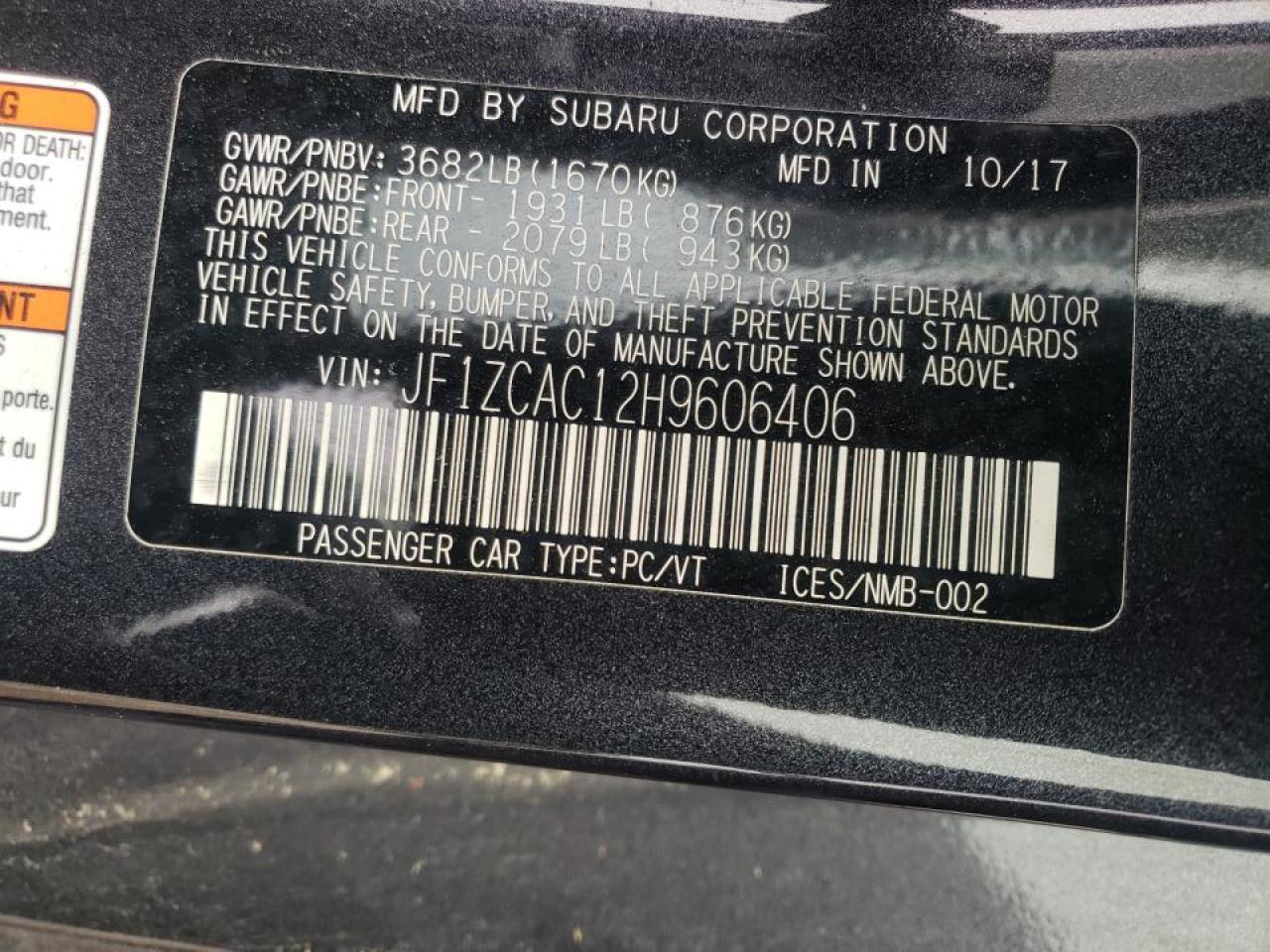 Photo 10 from auction – 2017 SUBARU BRZ 2.0 LI with VIN JF1ZCAC12H9606406
