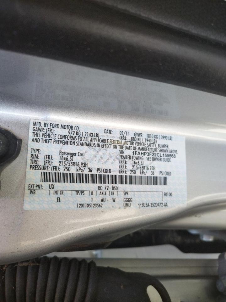 Photo 10 from auction – 2012 FORD FOCUS SE with VIN 1FAHP3F22CL155568