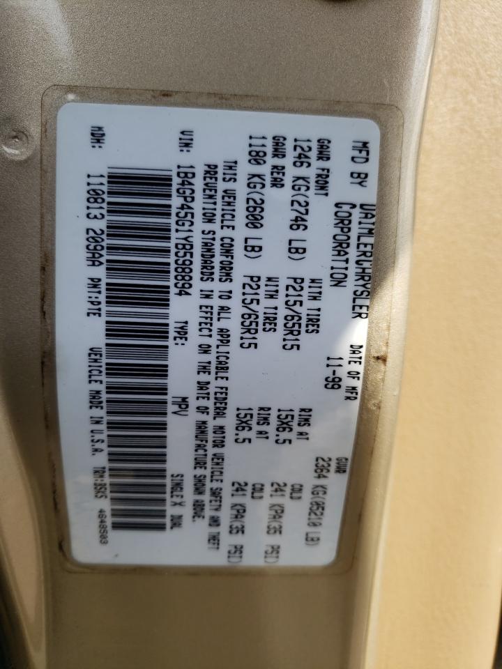 Photo 10 from auction – 2000 DODGE CARAVAN SE with VIN 1B4GP45G1YB598894