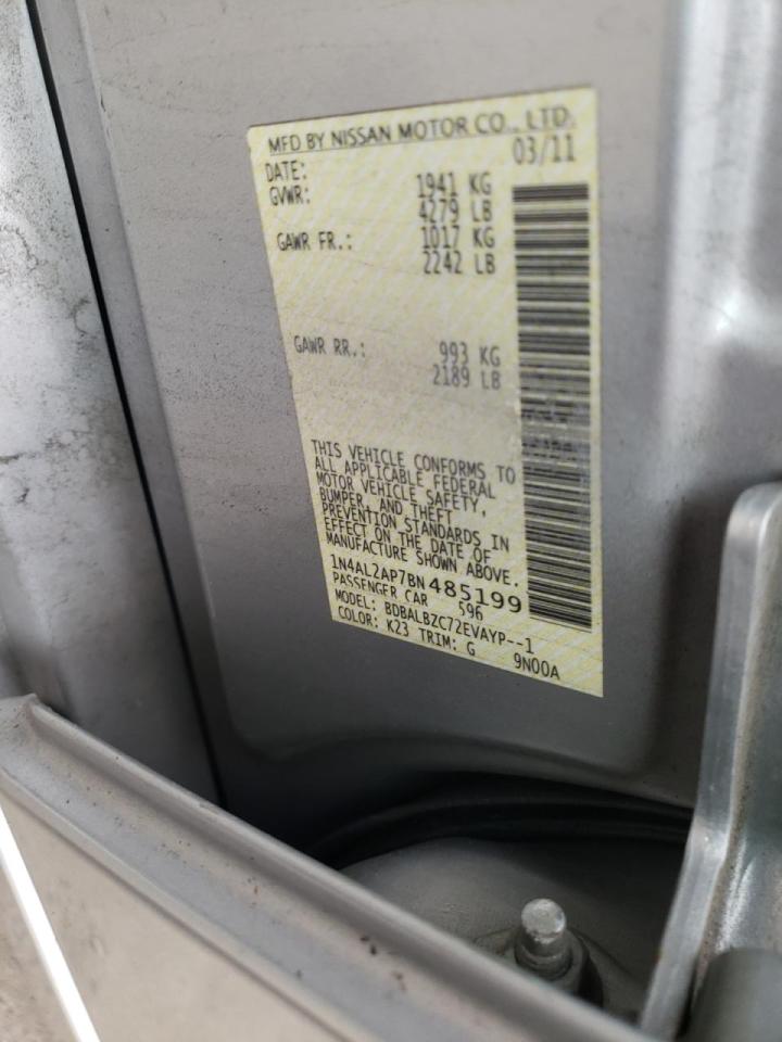 Photo 10 from auction – 2011 NISSAN ALTIMA BAS with VIN 1N4AL2AP7BN485199