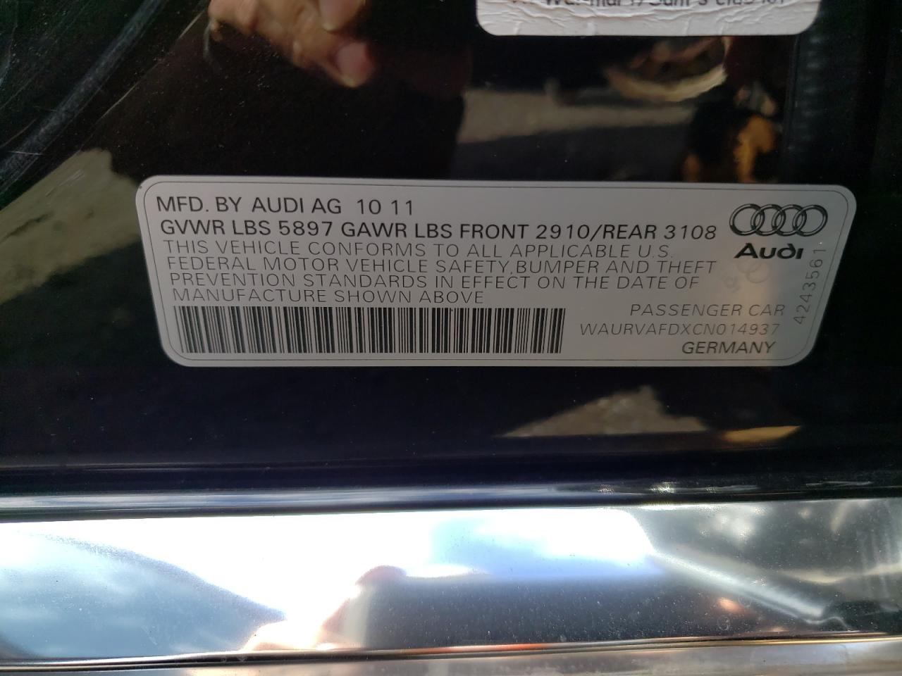 Zdjęcie 10 z aukcji – 2012 AUDI A8 L QUATT z VIN WAURVAFDXCN014937
