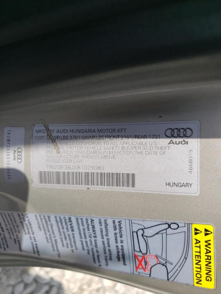 Photo 10 from auction – 2008 AUDI TT 2.0T with VIN TRUMF38JX81029080