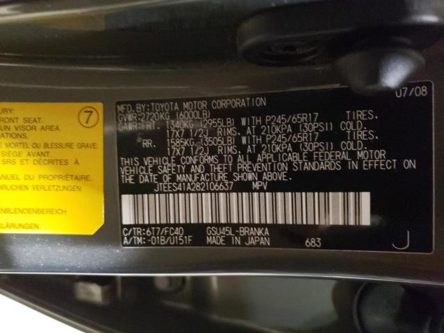 Photo 10 from auction – 2008 TOYOTA HIGHLANDER with VIN JTEES41A282106637