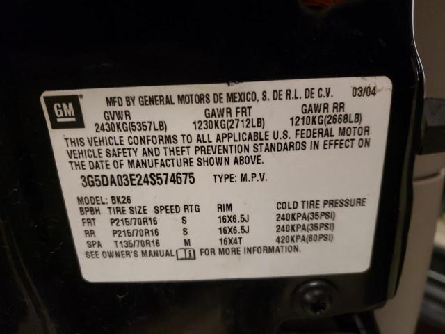 Photo 10 from auction – 2004 BUICK RENDEZVOUS with VIN 3G5DA03E24S574675