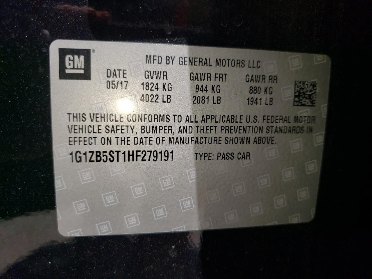 Photo 10 from auction – 2017 CHEVROLET MALIBU LS with VIN 1G1ZB5ST1HF279191