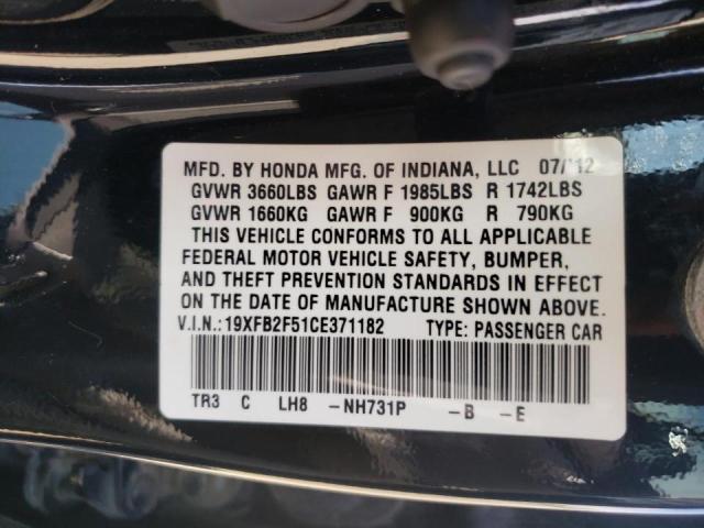 Photo 10 from auction – 2012 HONDA CIVIC LX with VIN 19XFB2F51CE371182