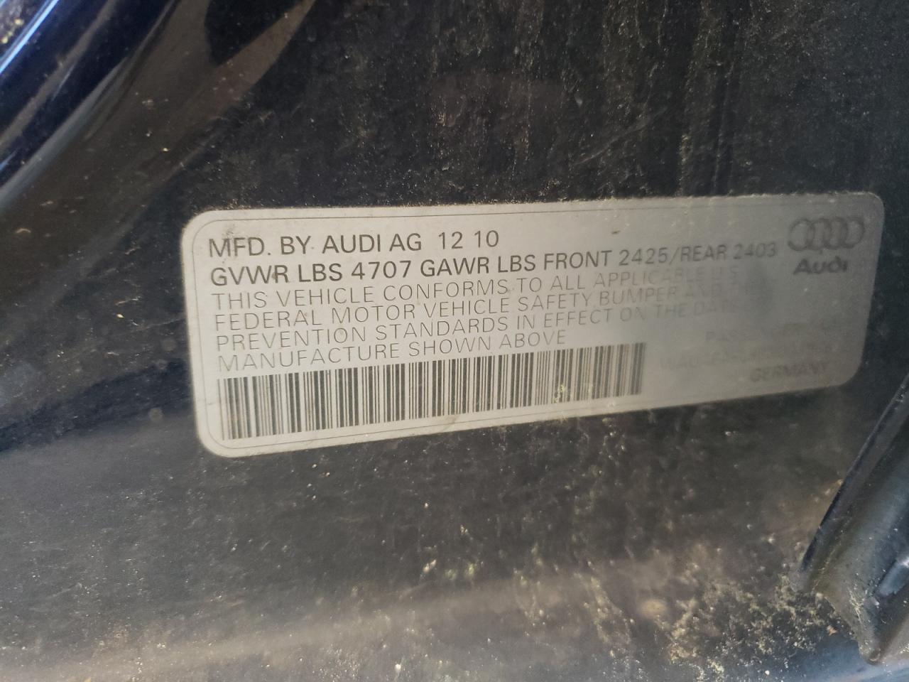 Photo 10 from auction – 2011 AUDI A4 PREMIUM with VIN WAUAFAFL8BN037908