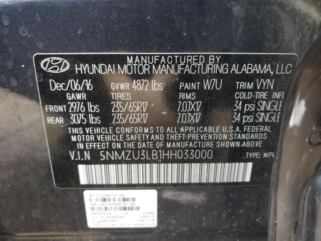 Photo 10 from auction – 2017 HYUNDAI SANTA FE S with VIN 5NMZU3LB1HH033000