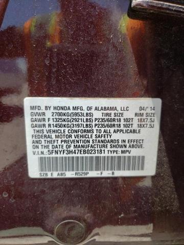 Photo 10 from auction – 2014 HONDA PILOT EX with VIN 5FNYF3H47EB023181