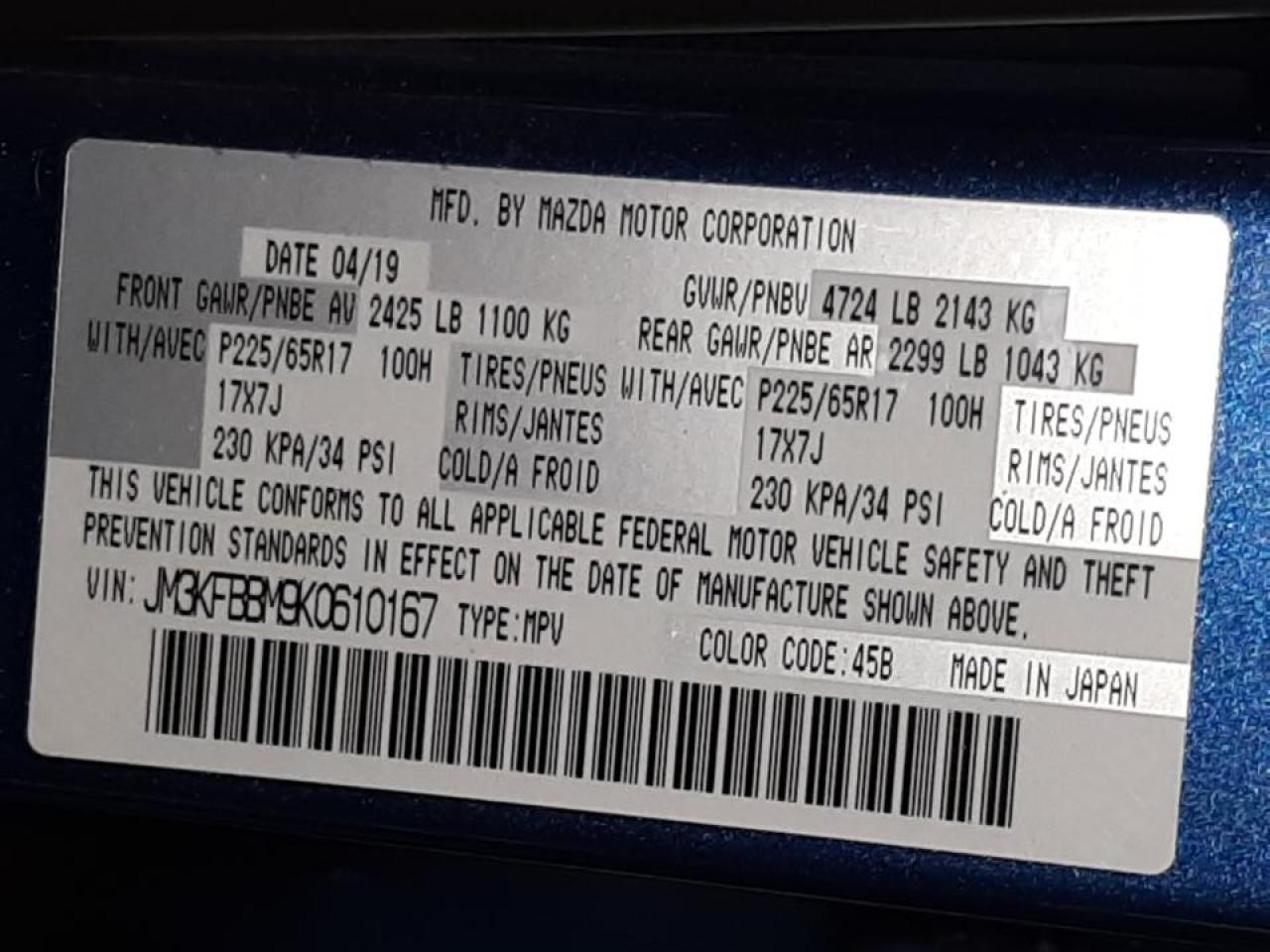 Photo 10 from auction – 2019 MAZDA CX-5 SPORT with VIN JM3KFBBM9K0610167