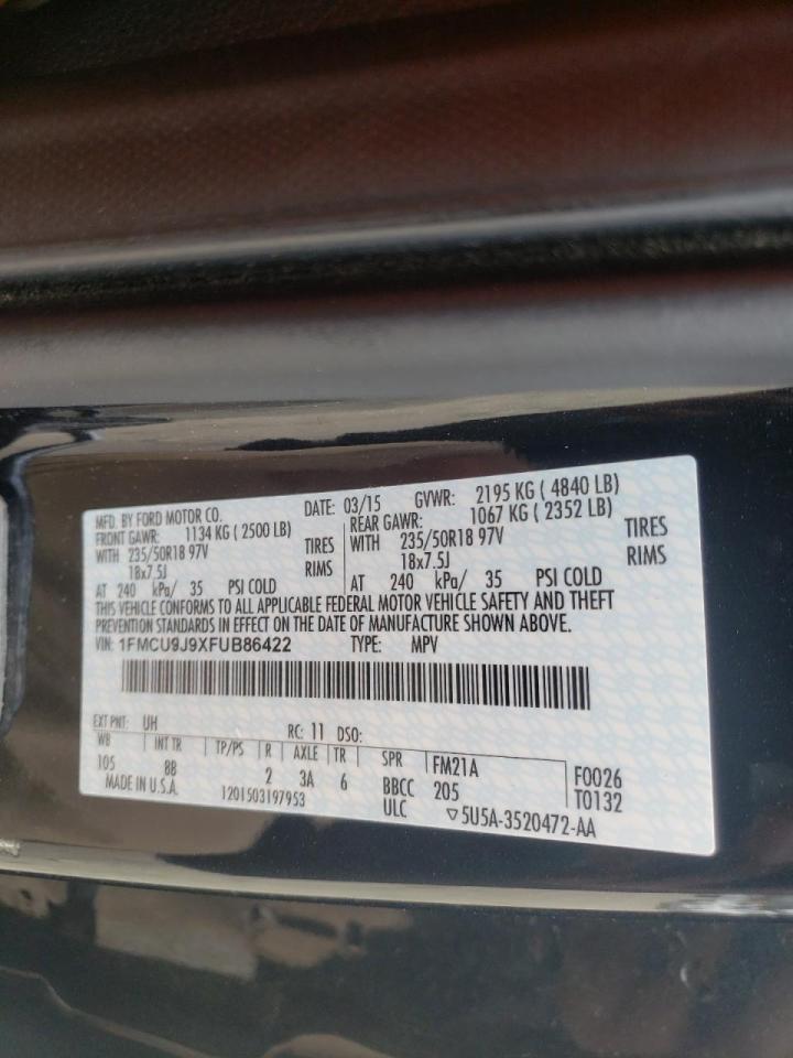 Photo 10 from auction – 2015 FORD ESCAPE TIT with VIN 1FMCU9J9XFUB86422
