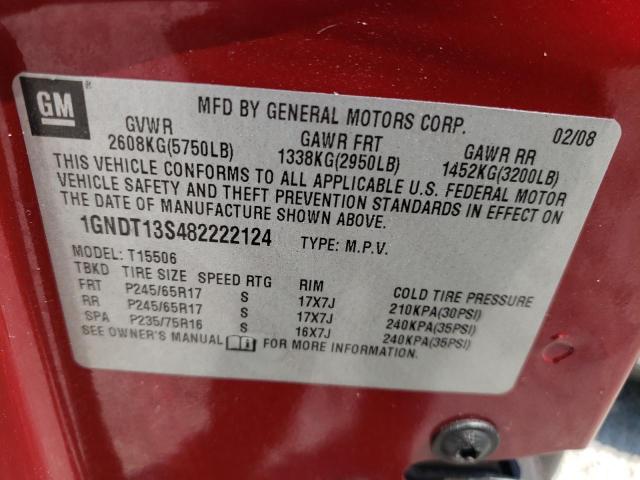 Photo 10 from auction – 2008 CHEVROLET TRAILBLAZE with VIN 1GNDT13S482222124