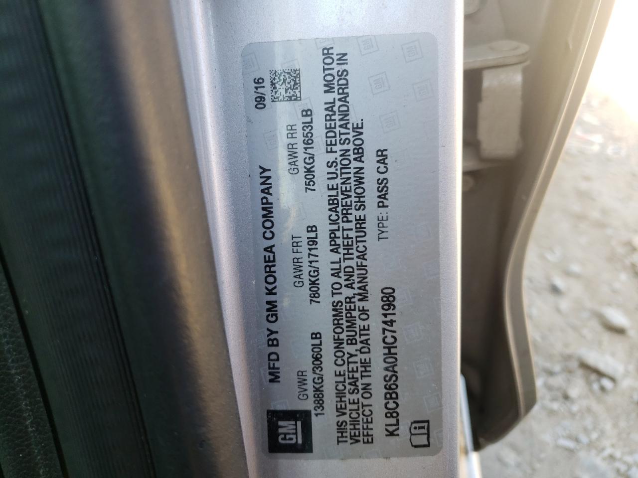 صورة رقم 10 من المزاد - 2017 CHEVROLET SPARK LS مع VIN KL8CB6SA0HC741980