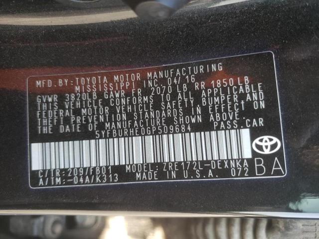 Photo 10 from auction – 2016 TOYOTA COROLLA L with VIN 5YFBURHE0GP509684