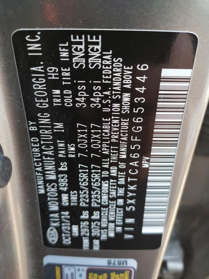 Photo 10 from auction – 2015 KIA SORENTO LX with VIN 5XYKTCA65FG653446