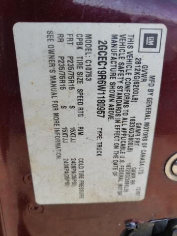 Photo 10 from auction – 1998 CHEVROLET GMT-400 C1 with VIN 2GCEC19R6W1180957