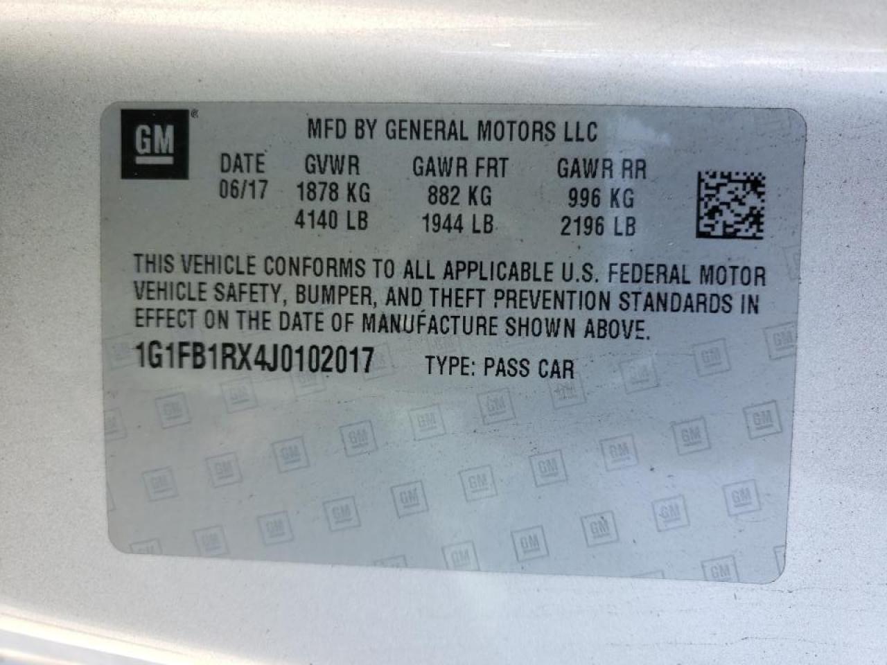 Photo 10 from auction – 2018 CHEVROLET CAMARO LT with VIN 1G1FB1RX4J0102017