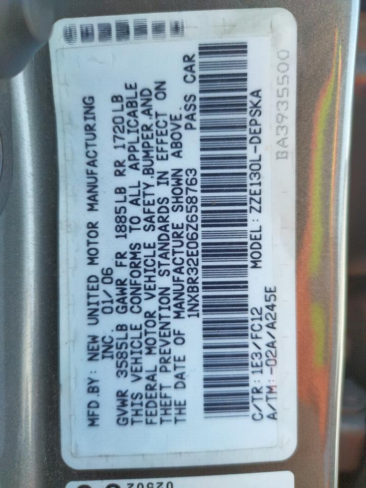 Photo 10 from auction – 2006 TOYOTA COROLLA CE with VIN 1NXBR32E06Z658763