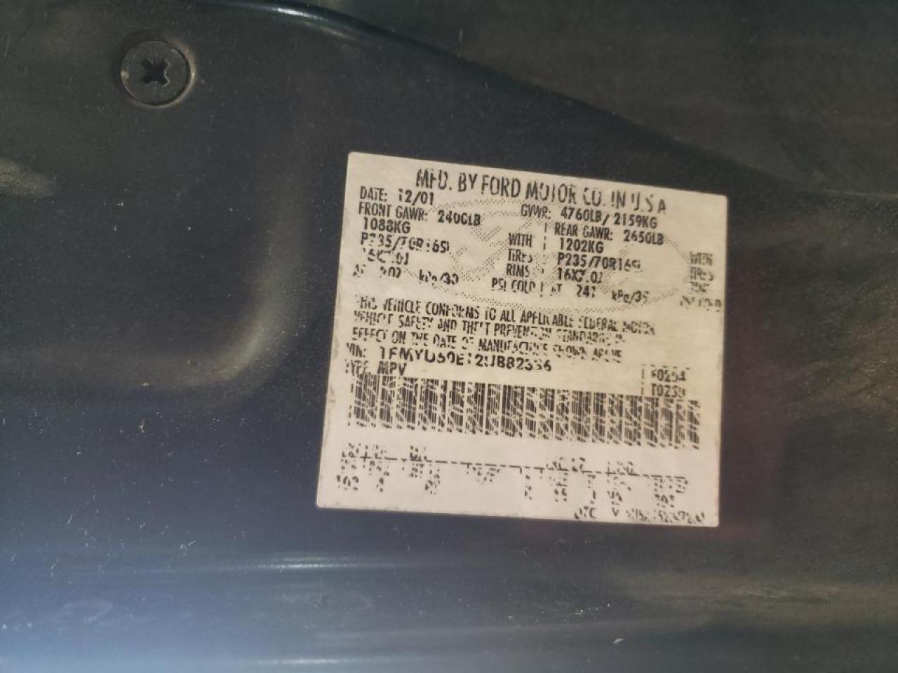 Photo 10 from auction – 2002 FORD EXPLORER S with VIN 1FMYU60E12UB82336
