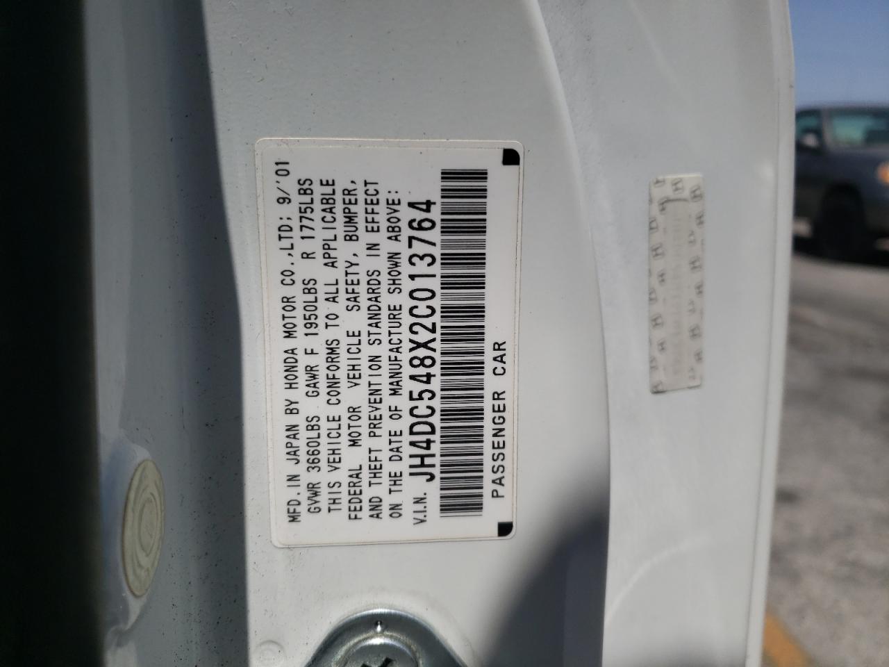 Photo 10 from auction – 2002 ACURA RSX with VIN JH4DC548X2C013764