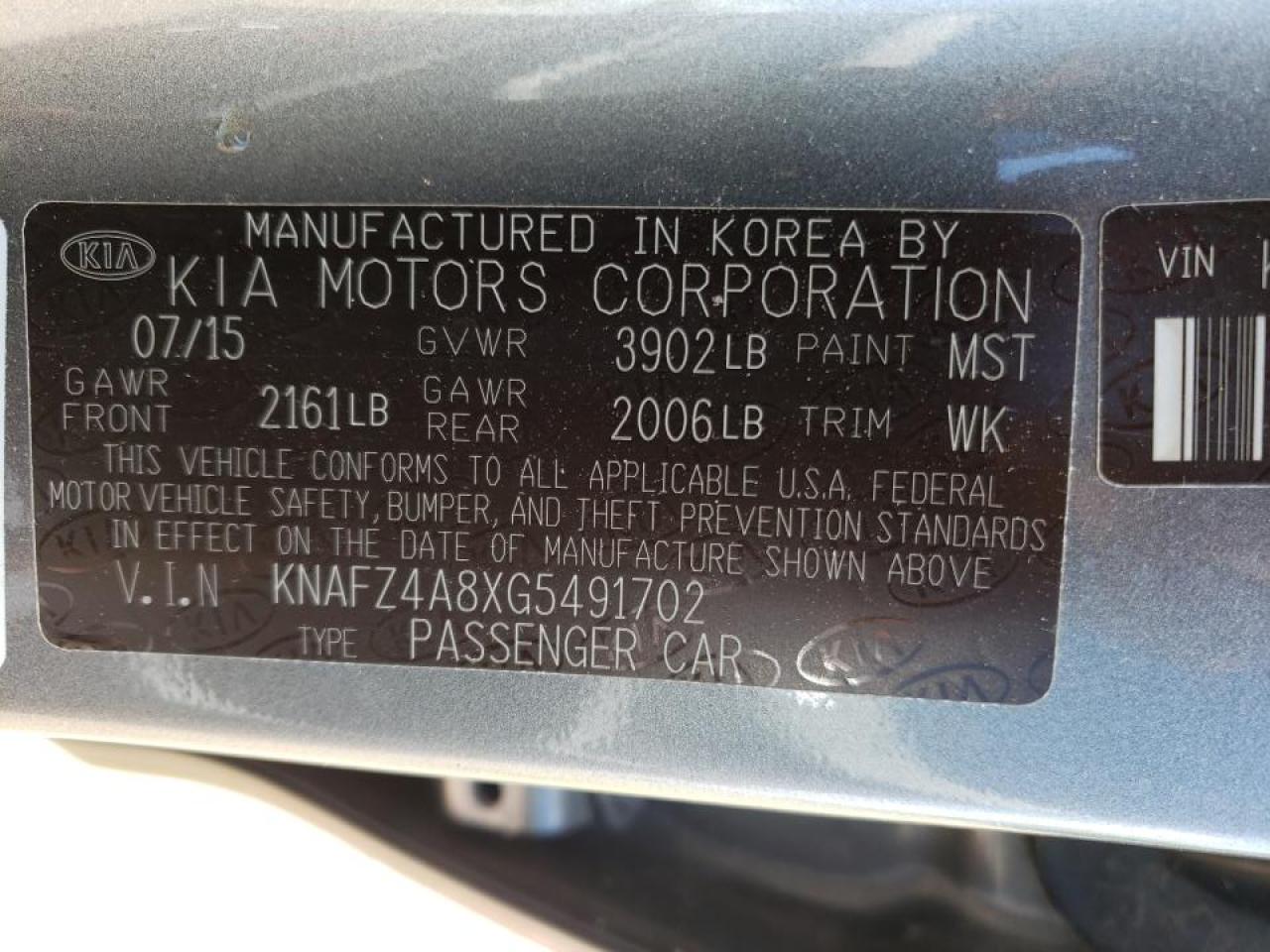 Photo 10 from auction – 2016 KIA FORTE EX with VIN KNAFZ4A8XG5491702