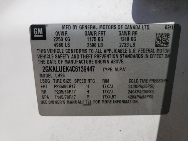 Photo 10 from auction – 2012 GMC TERRAIN SL with VIN 2GKALUEK4C6139447