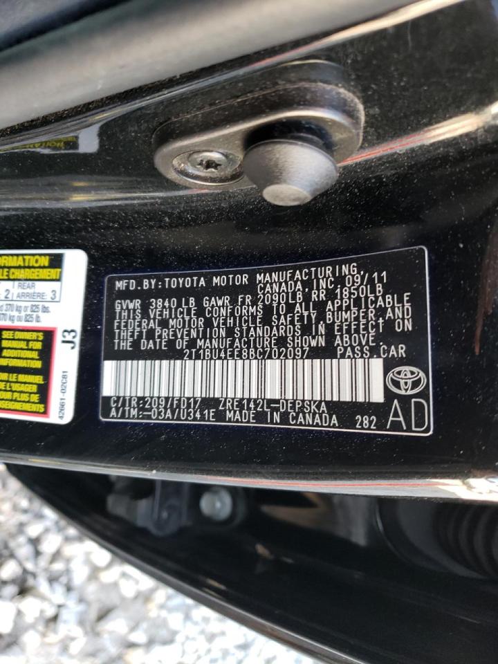 Photo 10 from auction – 2011 TOYOTA COROLLA BA with VIN 2T1BU4EE8BC702097