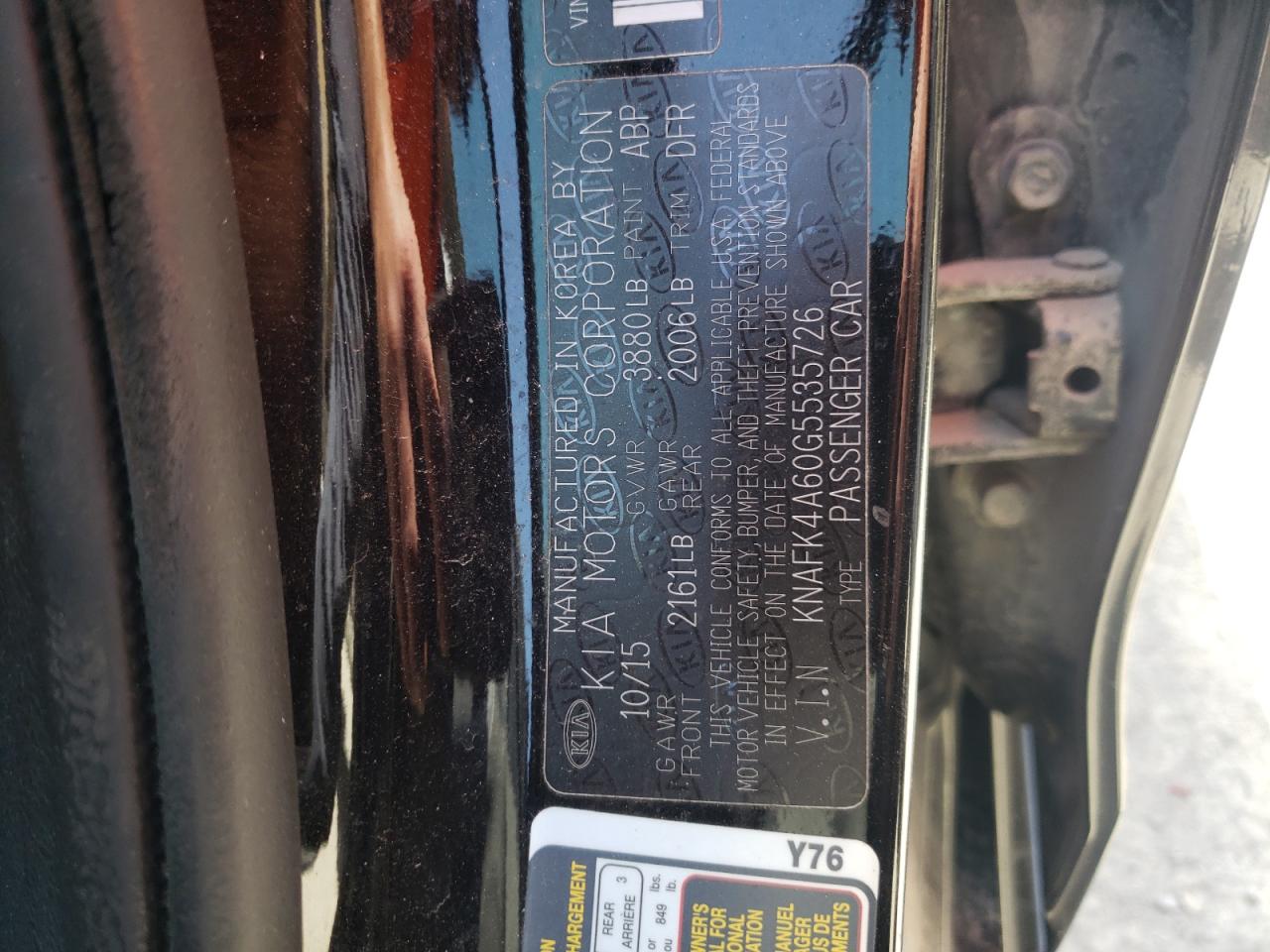 Photo 10 from auction – 2016 KIA FORTE LX with VIN KNAFK4A60G5535726